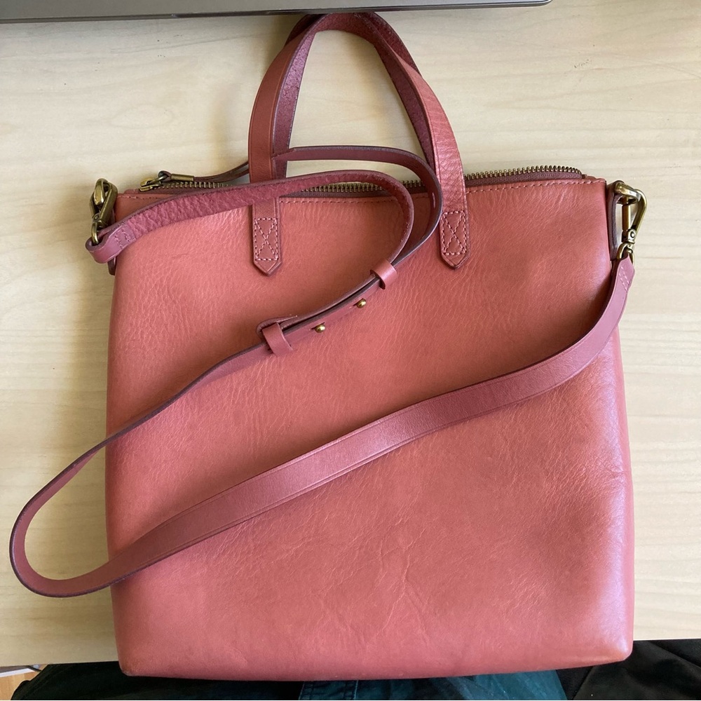 Madewell Small Transport Crossbody Handbag Leather Pink Antique Rose